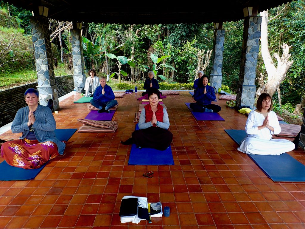 Morning yoga in Begnas Resort